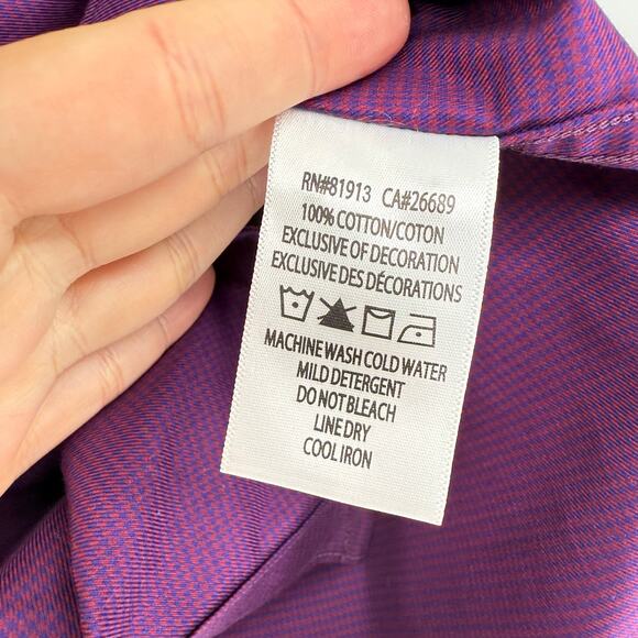 Robert Graham Woven Button Front Long Sleeve Shirt Hearst Houndstooth Berry M - Picture 6 of 10